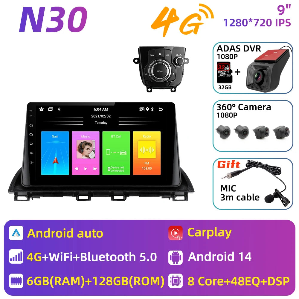 Car Radio For Mazda 3 Axela 2013 - 2018 Android Car Multimedia Player GPS Navigation Carplay Auto Stereo 2 Din Head Unit 4G DSP