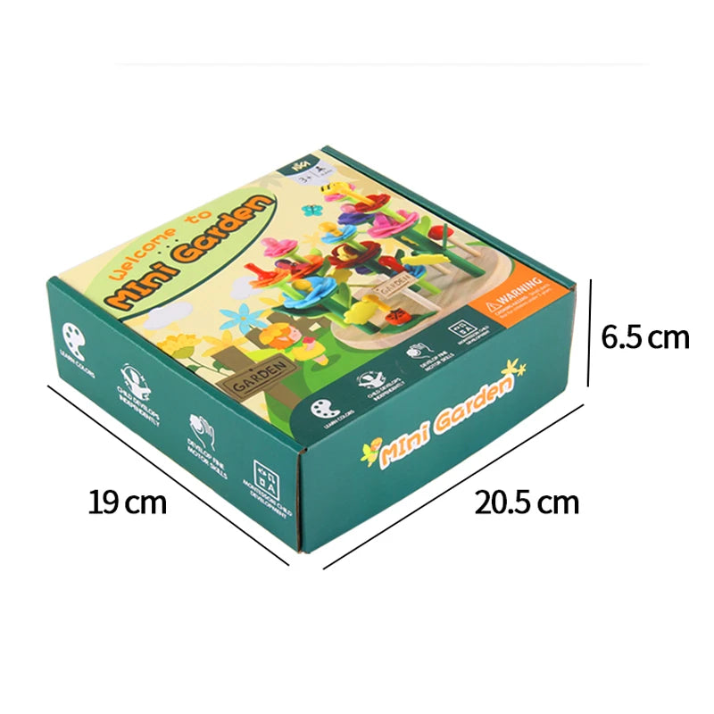 Montessori Flower Garden Building Wooden Toys Flower Arrangement Game Creative Educational Toy for Kids 2-4 years old Girls Gift