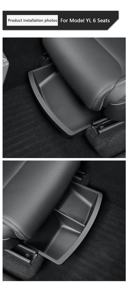 Under Seat Storage Box For Tesla Model YL 2025-2026 TPE Front Under Seat Organizer Trash Can Car Interior Accessories
