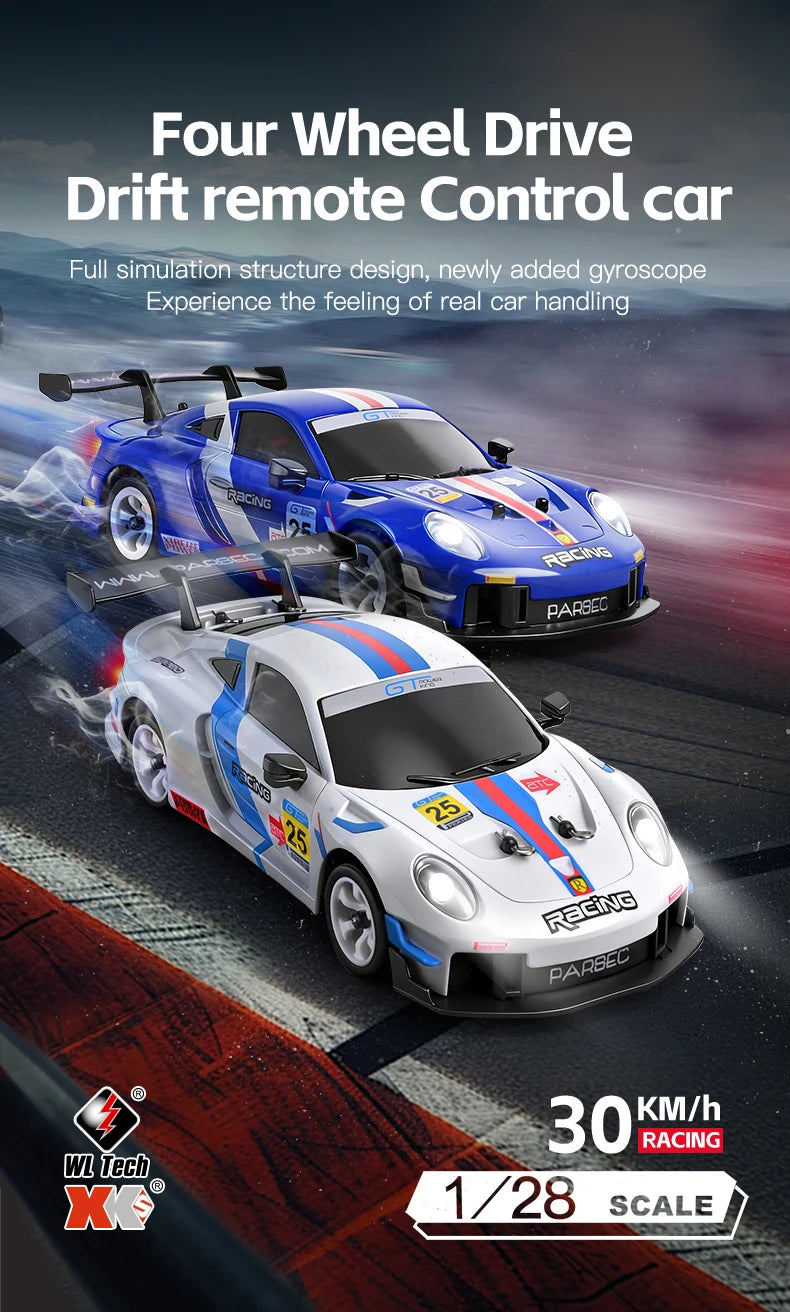 WLtoys 284019-A 284191 1:28 2.4G RC Car With LED Lights 4WD Gyro 30KM/H Remote Control Car Off-Road Drift Vehicle Toys For Kid