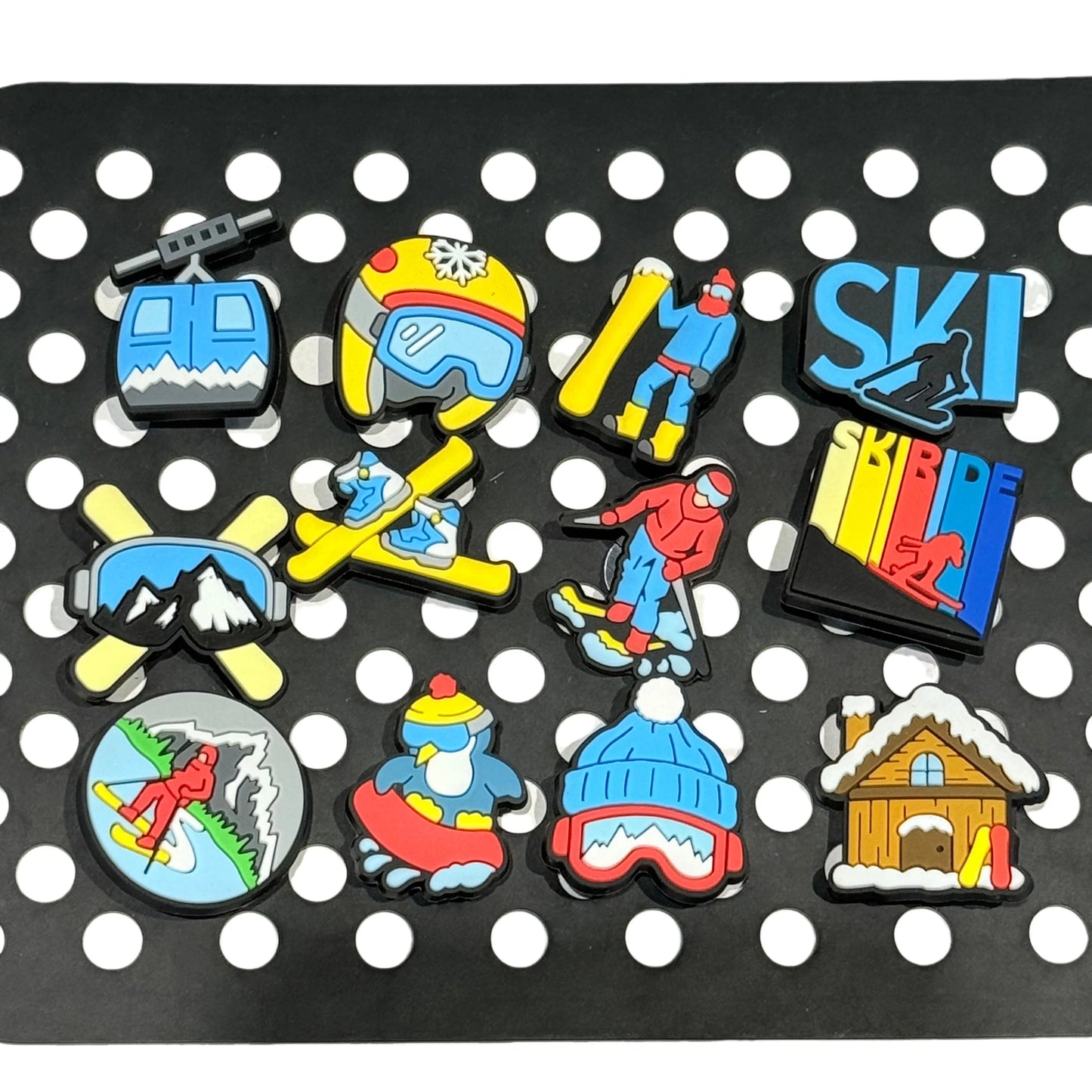 12-100Pcs Wholesale Skiride Man Woman PVC Shoe Accessories Skiing Snow Goggles Sandal Button Charms Fit Holiday Gifts