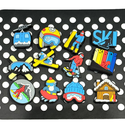 12-100Pcs Wholesale Skiride Man Woman PVC Shoe Accessories Skiing Snow Goggles Sandal Button Charms Fit Holiday Gifts