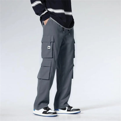 Men's Workwear Pants Straight Leg Casual Car Repair Trousers Multi-Pocket Durable Breathable Comfortable Military Green