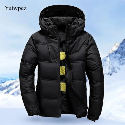 White Duck Down Jacket Men Winter Men's Coat Windproof Removable Cap Parkas Solid Color Outdoor Casual Hooded Overcoat Clothes