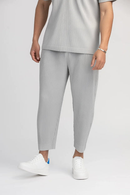 Miyake Pleated Pants Solid Tapered Pants Pencil Pants Four-season Casual Bottoms Japenese Streetwear Miyake Men
