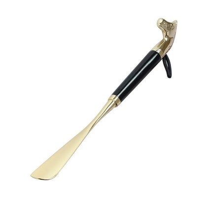 Shoe Puller 32cm Metal Shoe Horn Lion/Horse Head Handheld Wood Handle Shoehorn Durable Long Portable Shoe Lifter Reduce Bending