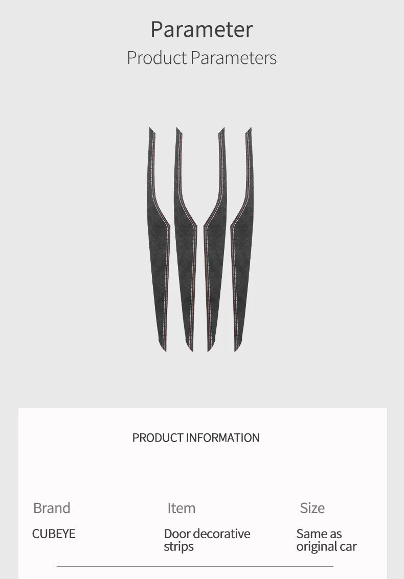 For BMW 5 Series G30 G38 Car Door Inner Handle Decorative Trim Frame Sticker Premium Interior Accessories Made of Alcantara