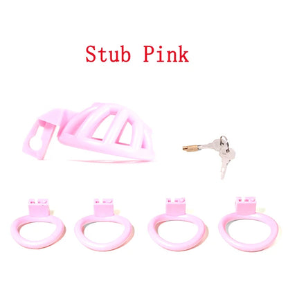 Negative/Micro/Small Chastity Cage for Sissy Sex Toys with 4 Size Cock Rings Pink/Black/White Bdsm Penis Lock Adult Toys for Men