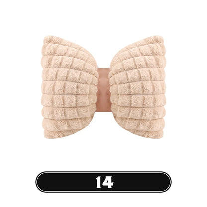 Bowknot Women's Car Seat Cover Winter Plush Warm Girl Cute Car Cushion Pink Bow Headrest Waist Car Interior Accessories