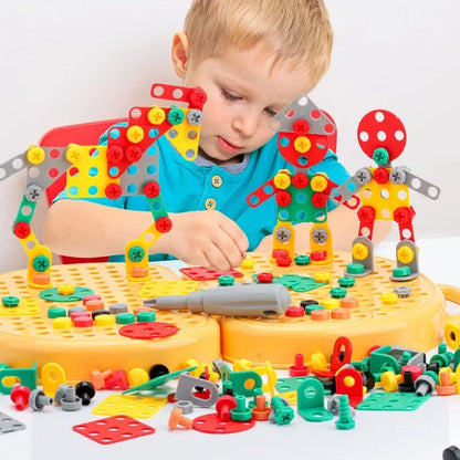 Electric Drill Toolbox Toy for Boys - Children's Montessori Screw Puzzle Driller Game Pretend Play Tool Gift for Kids Aged 4-6