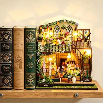 Zuuton DIY Wooden Dollhouse Kit Flower Garden Villa with LED Light Miniature House with Furniture 3D Puzzle Handmade Craft Gifts