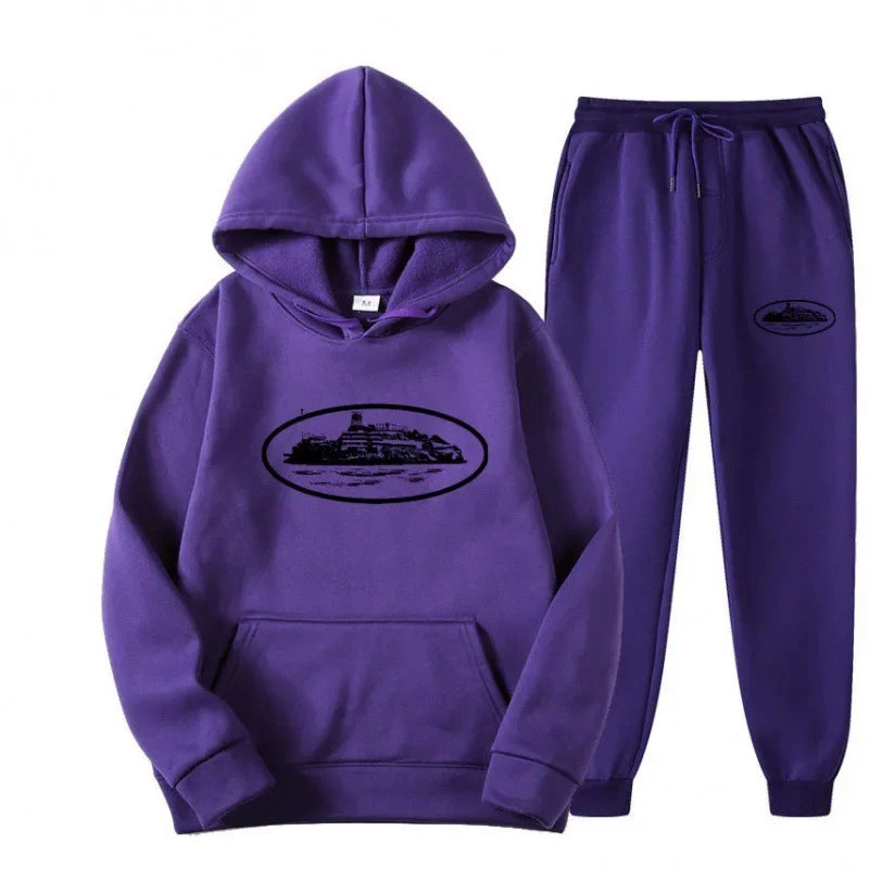 NICE Loose Unisex Fleece-lined Printed Sweatshirt Hoodie Set Devil Prisoner Pattern Eco-Friendly Soft Comfortable Casual Wear