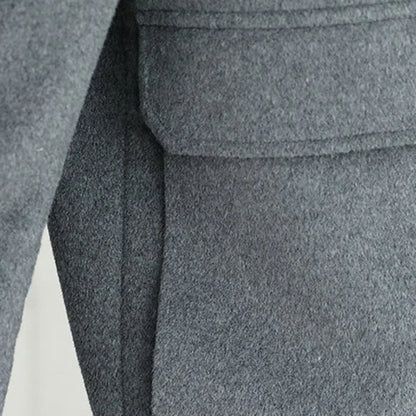 Classic Solid Color Woolen Jacket for Men Winter Thick and Warm Casual Business Trench Coat Fashion Slim Fit Streetwear Overcoat