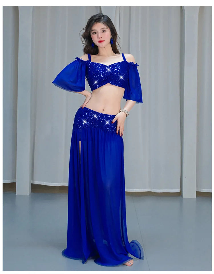 Sexy Sequin Belly Dance Costume 2025 Summer New Arrival High-End Practice Suit Performance Ethnic Dancewear Chinese Manufacturer