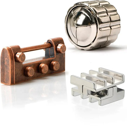 3PCS Classic IQ Metal Brain Teaser Puzzle Set High Difficult Brain Teaser Magic Toys Unlock Interlocking Games Juegos De Ingenio