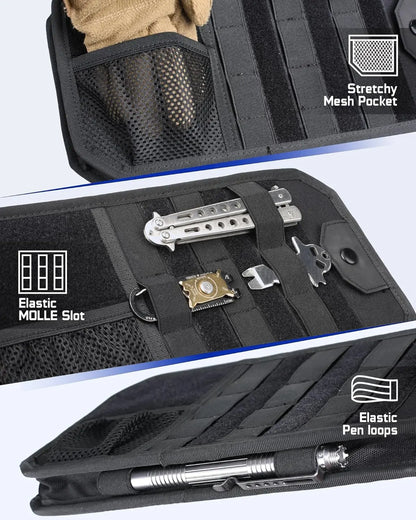 Tactical Car Sun Visor Organizer MOLLE Panel Pouch Universal Vehicle Visor Storage Bag for Sunglasses, Tools, Documents