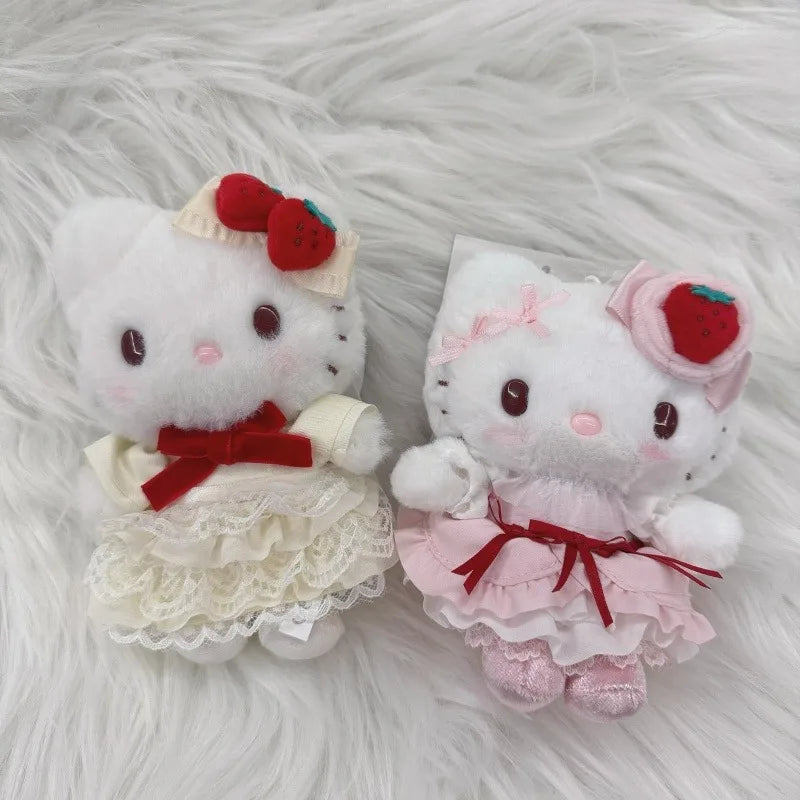 Sanrio Cartoon Melody Strawberry Cake Sweetheart Plush Doll Pendant White Strawberry Hello Kitty Stuffed Animals toys Hangings