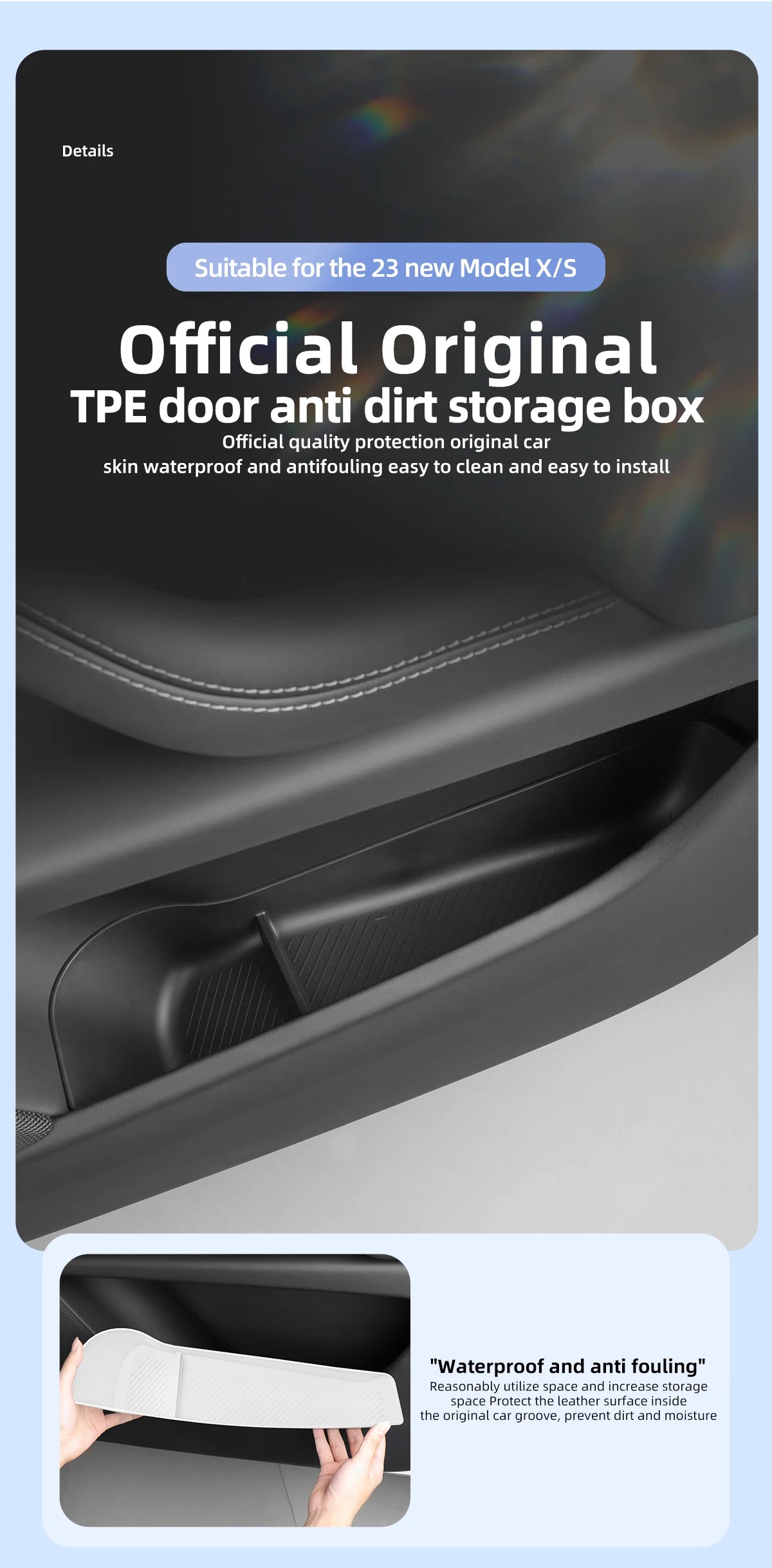 Car Door Side Storage Box  For Tesla Model X S 2023 2024 TPE Gate Slot Anti Dirty Storage Organizer Tidying Car Accessories