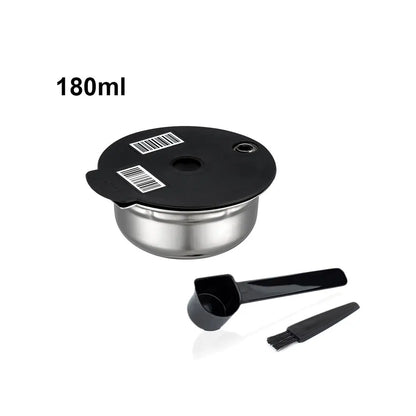 Stainless Steel Reusable Tassimo Coffee Pod Refillable Coffee Capsule for Bosch Tassimo Maker 60 180 200 220ML Silicone Lid