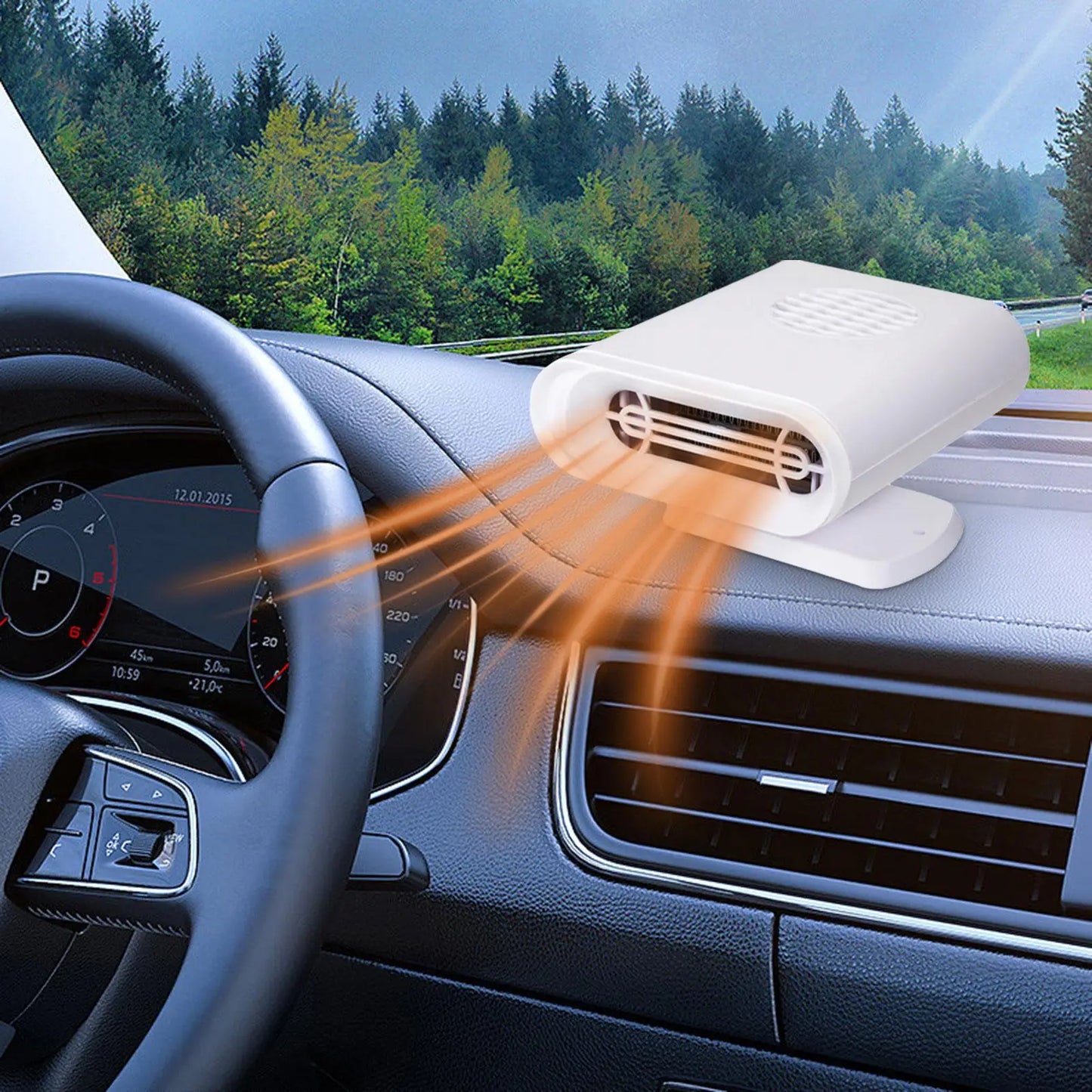 Vehicle Car Fan Heater Heating Windscreen Defogger White Windshield Defrosting 360 Degree Rotatable for Automotive Space Saving
