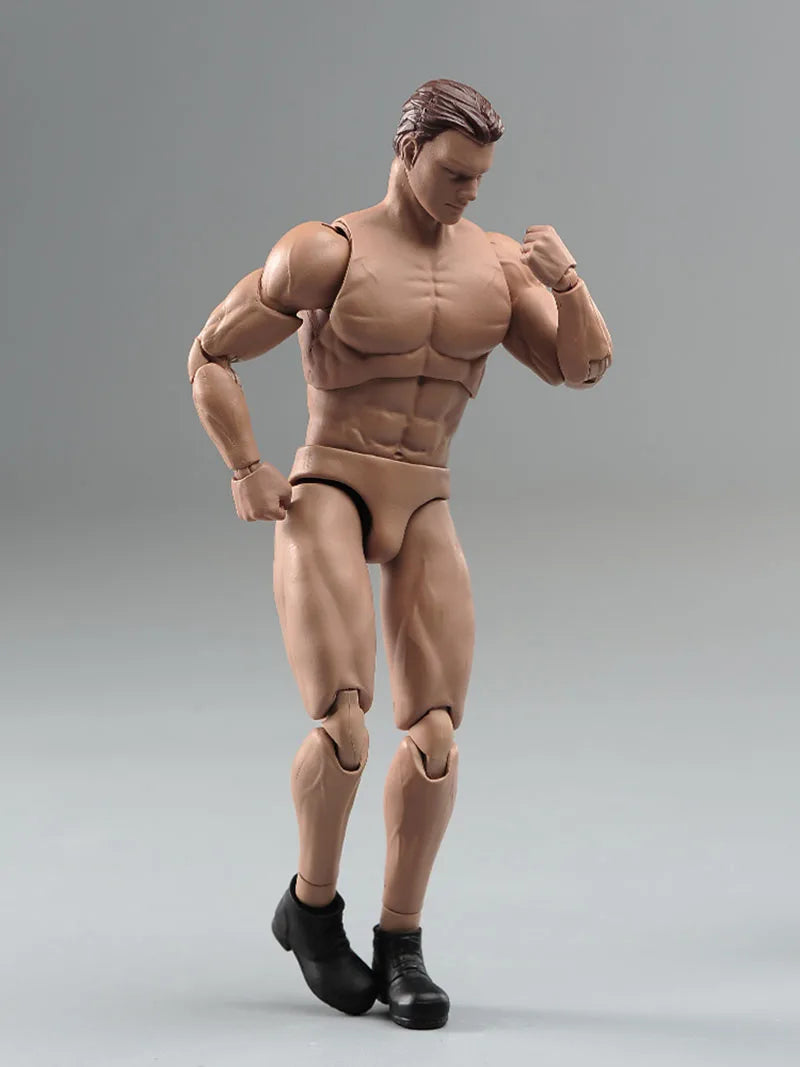 ANT AM116 1/12 Scale Male Muscle Action Figure with Head Hands Gun Shoes Model 6-inch Male Soldier Flexible Joint Strong Body