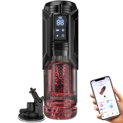 Male Automatic Masturbator Cup Thrusting Rotation Licking Sucking Penis Pump Pocket Pussy Blowjob LED Display Sex Toys for Men