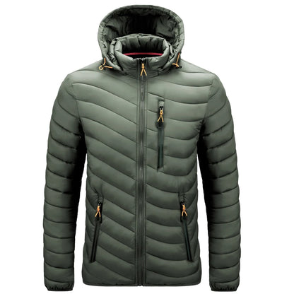 Mens Lightweight Outdoor Puffer Jacket Hooded Insulated Thermal Puffy Winter Heated Running Travle Casual Cotton Outdoor Coat
