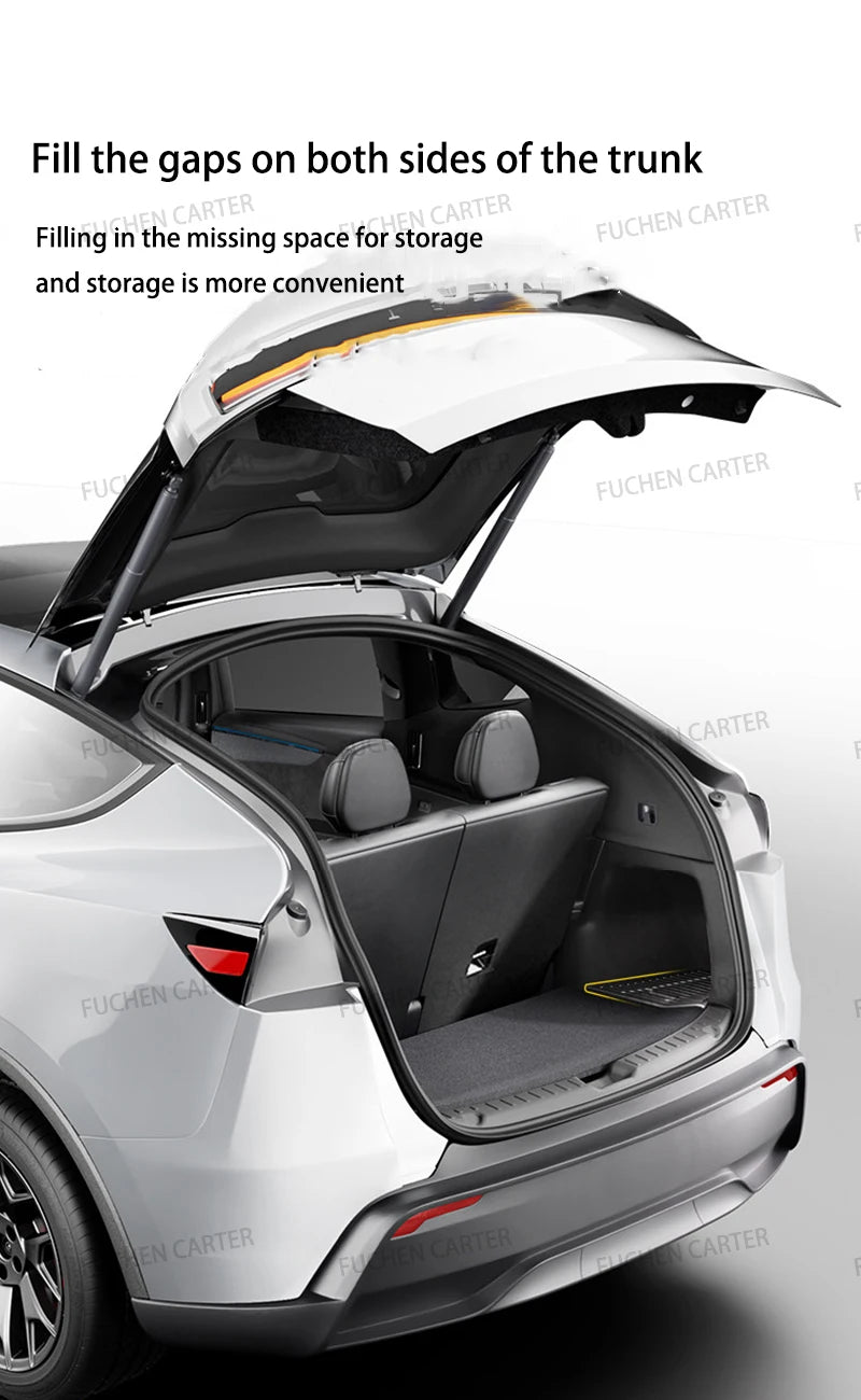 For Tesla NEW Model YL 2026 Rear Trunk Side Storage Box Cargo Organizer TPE Bin Box Flocking Mat Partition Board Accessories