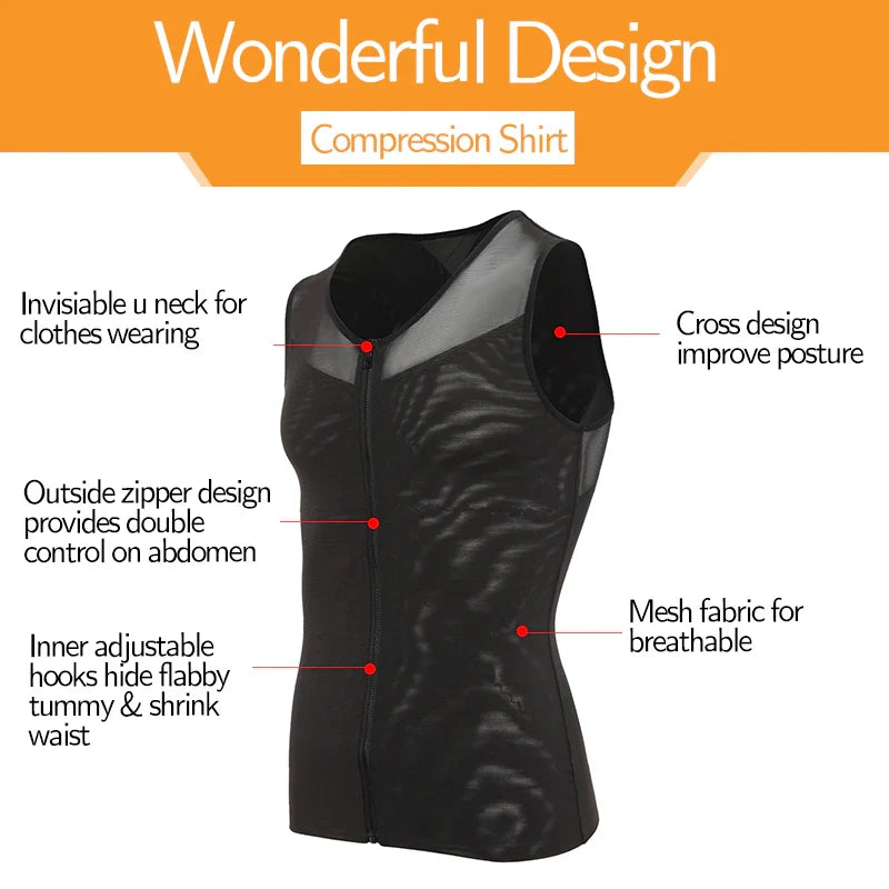 Men's Compression Vest Undershirt Slimming Tank Top Workout Shirts Tummy Slimming Abdomen Body Shaper Waist Trainer Fajas Tops