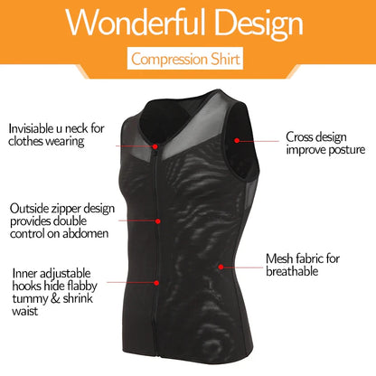 Men's Compression Vest Undershirt Slimming Tank Top Workout Shirts Tummy Slimming Abdomen Body Shaper Waist Trainer Fajas Tops