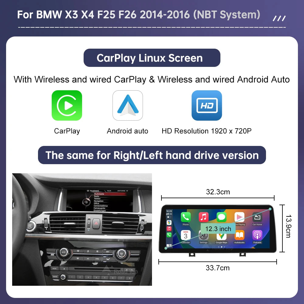1920*720 Multimedia Touch Screen For BMW X3 F25 X4 F26 2011-2016 Wireless Carplay Display Android Auto Car Radio Player