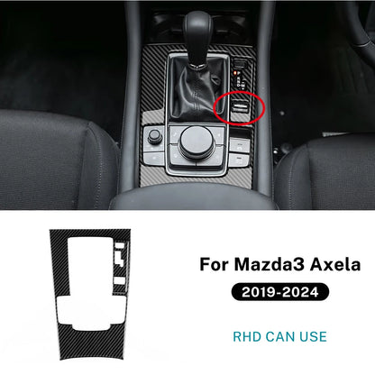 For Mazda 3 Axela BP 2019 2020 2021 2022 2023 2024 2025 Real Soft Carbon Fiber Sticker Automatic AT Car Gear Shift Panel Trim