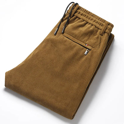 New Men's Winter Thicken Warm Classic Straight Business Fleece Thermal Trousers Brand Clothes Corduroy Plush Velvet Casual Pants