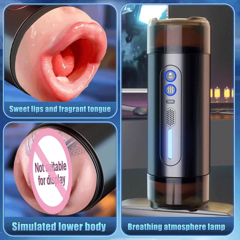 Automatic Male Masturbator Blowjob Cup Pocket Pussy Intelligent Voice Vagina Oral Penetration Sex Machine Adult Sex Toys For Men