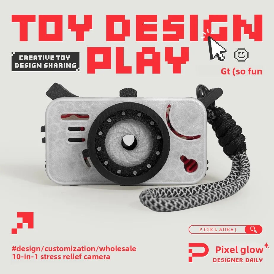10-in-1 Click Decompression Toy – Push Button EDC Fidget Cube, ADHD Sensory Stress Relief Desk Toy & Backpack Keychain Pendant,