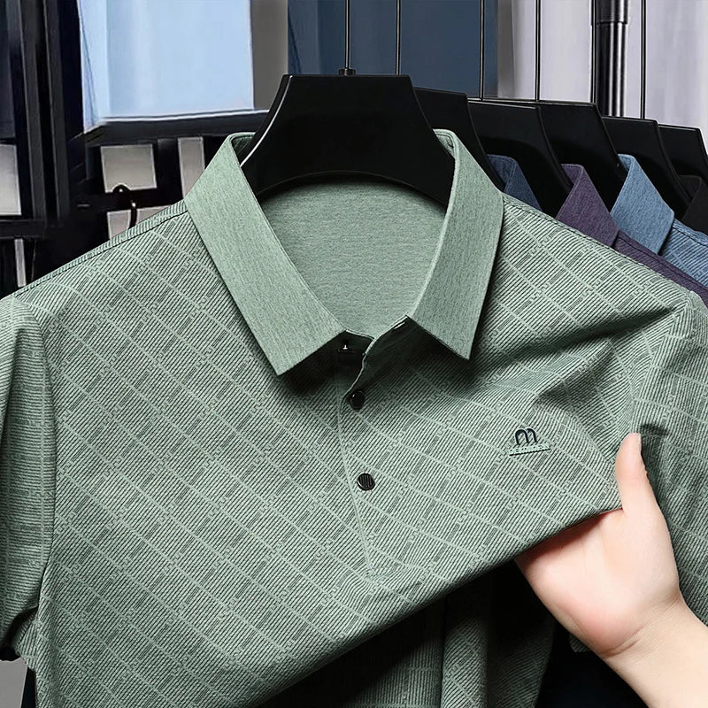 New Fashion Men's Short Sleeve Polo Shirt Summer Business Casual Cool Skin-Friendly Breathable T-Shirt for Men