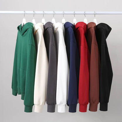 Sweatshirt 480gsm Heavy Weight Cotton Plus Velvet Hooded Sweater Men Thickened Tight Polar Fleece Pullover Hoodie