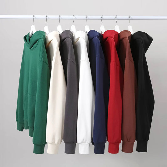 Sweatshirt 480gsm Heavy Weight Cotton Plus Velvet Hooded Sweater Men Thickened Tight Polar Fleece Pullover Hoodie
