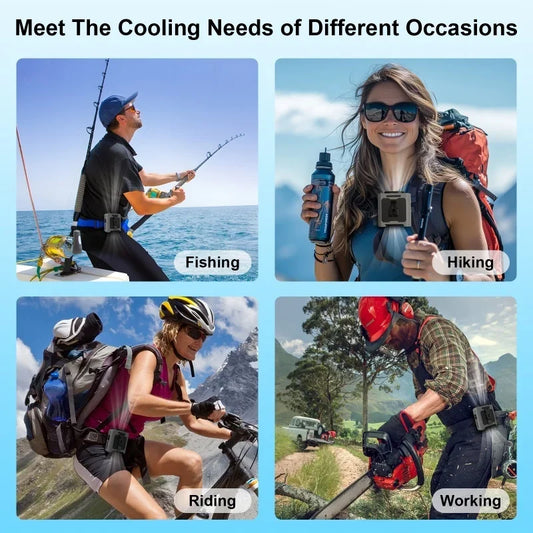 10000mAh Waist Fan Wearable Waist Fan 5 Speeds & Light 40H Hands-Free Cooling for Outdoor Jobsite Travel Long range for outdoor