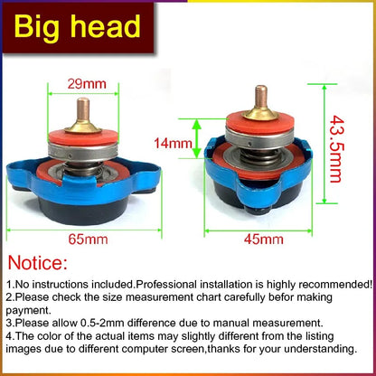 Gauge Radiator Cap For Car Motorcycle Racing 0.9/1.1/1.3/1.8bar Small Head and Big Head Tank Cover Thermostatic Universal