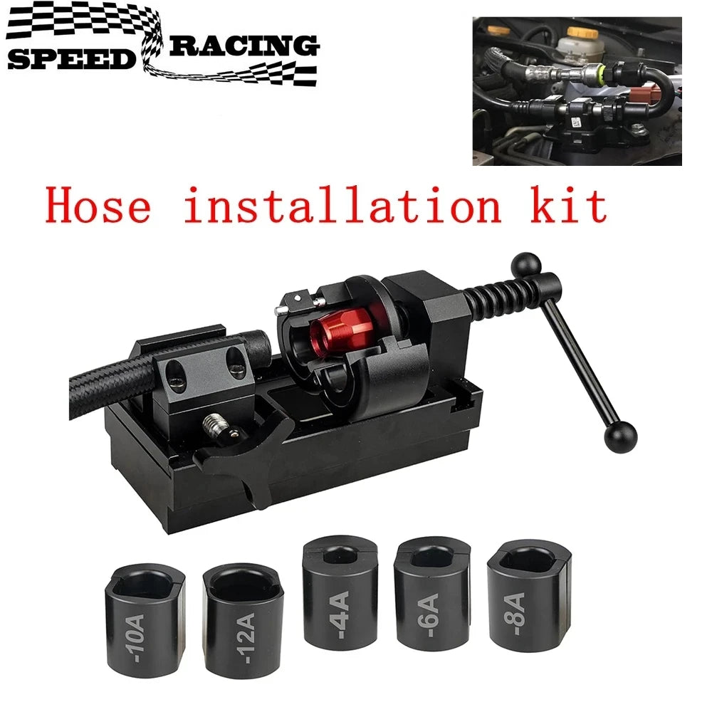 Fuel Line Fittings Installation Tool Kit, Aluminum Alloy Rotary Fuel Hose Connection Bracket For 4AN 6AN 8AN 10AN 12AN Connector