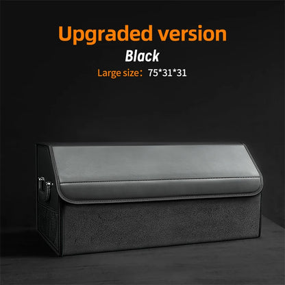 Car Suede Trunk Organizer Large Capacity Leather Foldable Storage Box Portable Multifunctional Tool Organizer Car Accessories
