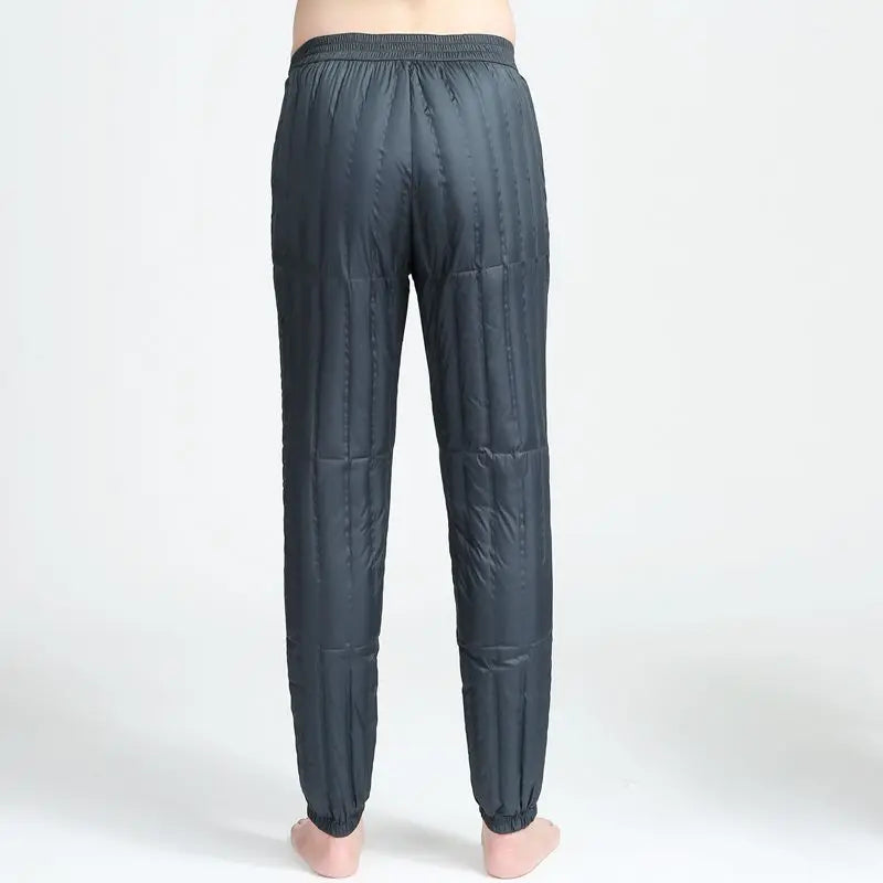 Men's down Pants Duck down Thermal Inner  Winter Cold Resistance Thick Long Trousers Business Gentleman Style Long Pants
