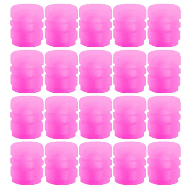 20Pcs Luminous Tire Valve Caps Car Fluorescent Tyre Valve Stem Caps Cover Night Glowing Bike Motorcycle Car Wheel Decoration