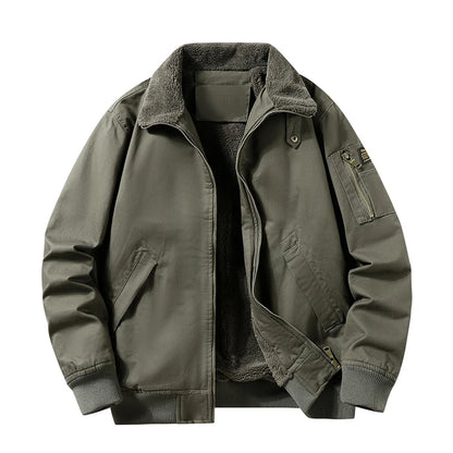 2025 New Jacket Pure Cotton Jacket Men's Plush Thickened Autumn and Winter Top Washed Workwear Casual Multi Bag Clothes