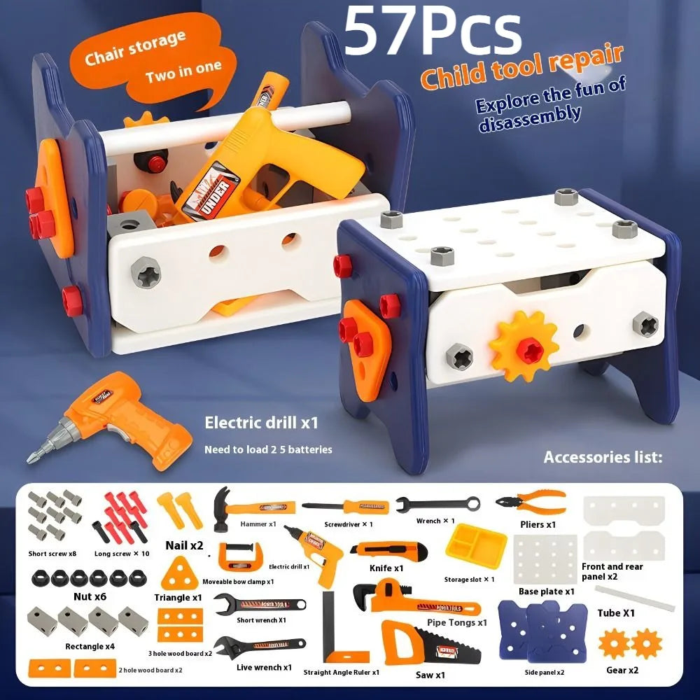 40/56/58Pcs Children's Play Repair Tool Set with Screwdrivers Play Screw Pretend Tools Kit Gift Plastic Construction