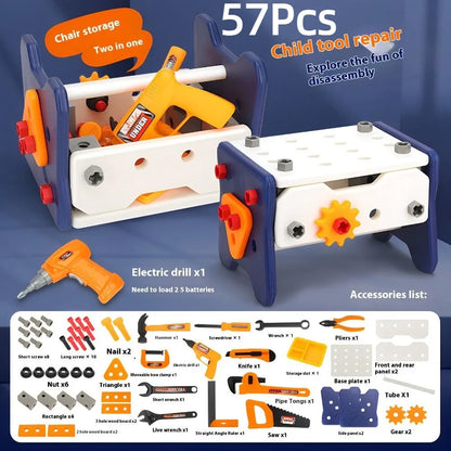 40/56/58Pcs Children's Play Repair Tool Set with Screwdrivers Play Screw Pretend Tools Kit Gift Plastic Construction