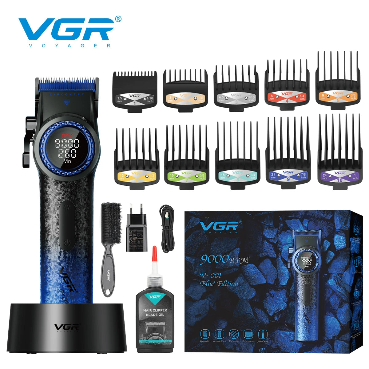VGR Professional Hair Clipper with 12000 RPM High end Base Hair Trimmer Hair Salon Home Multi gear Adjustable Hair Clipper V-001