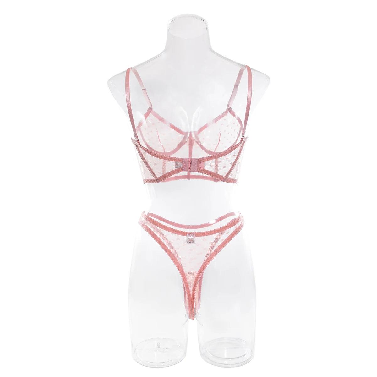 Ellolace Polka Dot Sensual Lingerie Transparent Lace Set Women 2 Piece Seamless Bilizna Set See Through Sexy Black Intimate
