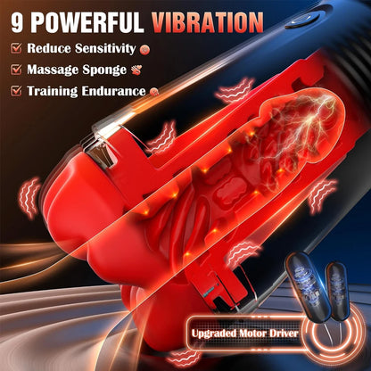 Male Masturbator 5IN1 Male Sex Toy with 9 Vibrating & 3D Mouth Stroker Cup Pocket Pussy Adult Sex Toys & Games Blowjob Toy